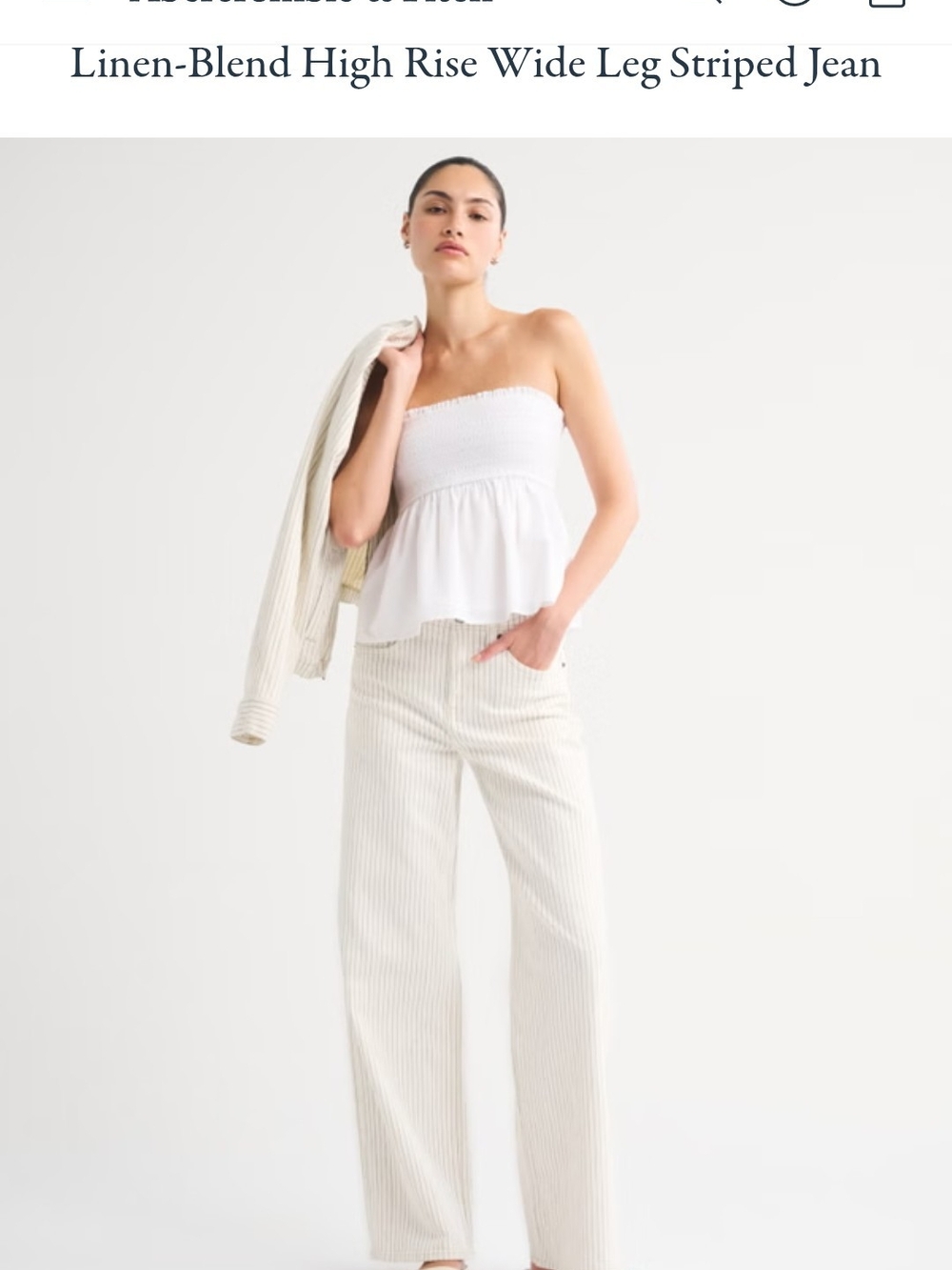 Abercrombie & Fitch High Rise Wide Leg Jeans - Cream Size 24/00